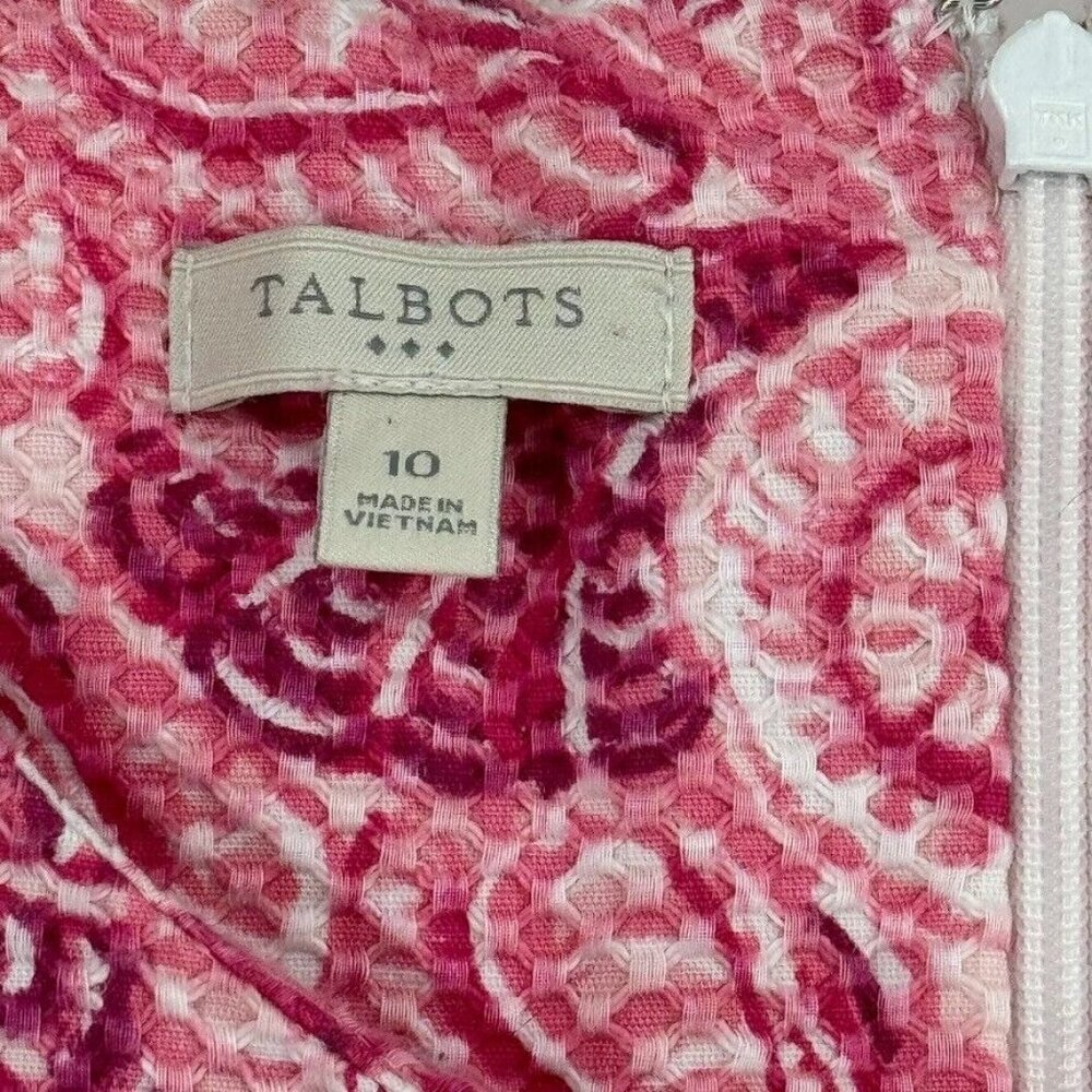 Talbots Size 10 Pink Shell Pattern Sheath Dress S… - image 6